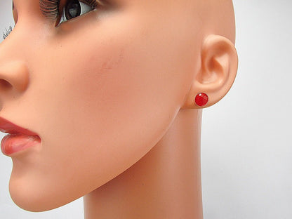 Cercei argint cu carneol fatetat 8 MM - GlamBazaar.ro