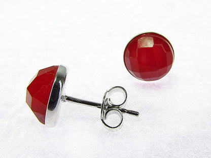 Cercei argint cu carneol fatetat 8 MM - GlamBazaar.ro