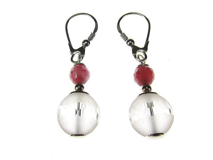 Cercei argint cu cristal de stanca si rubin fatetat - GlamBazaar.ro