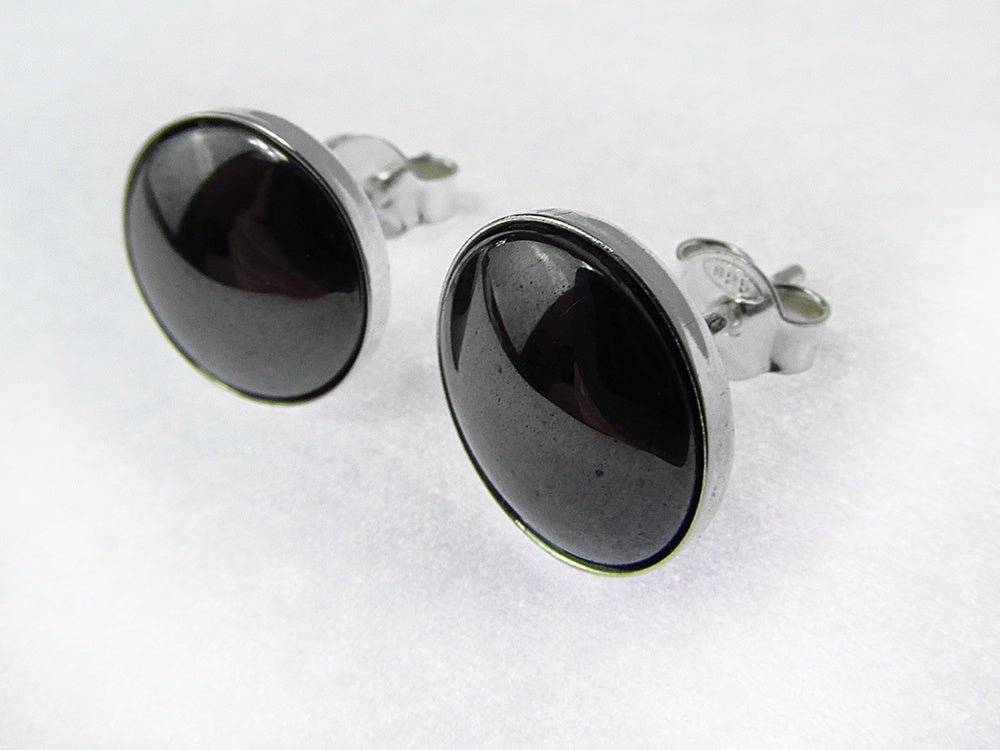 Cercei argint cu hematit 10 MM - GlamBazaar.ro