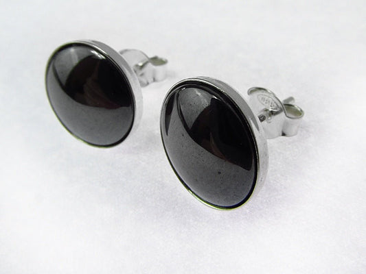 Cercei argint cu hematit 10 MM - GlamBazaar.ro
