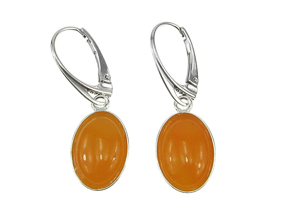 Cercei argint cu jad galben natural 14x10 MM - GlamBazaar.ro