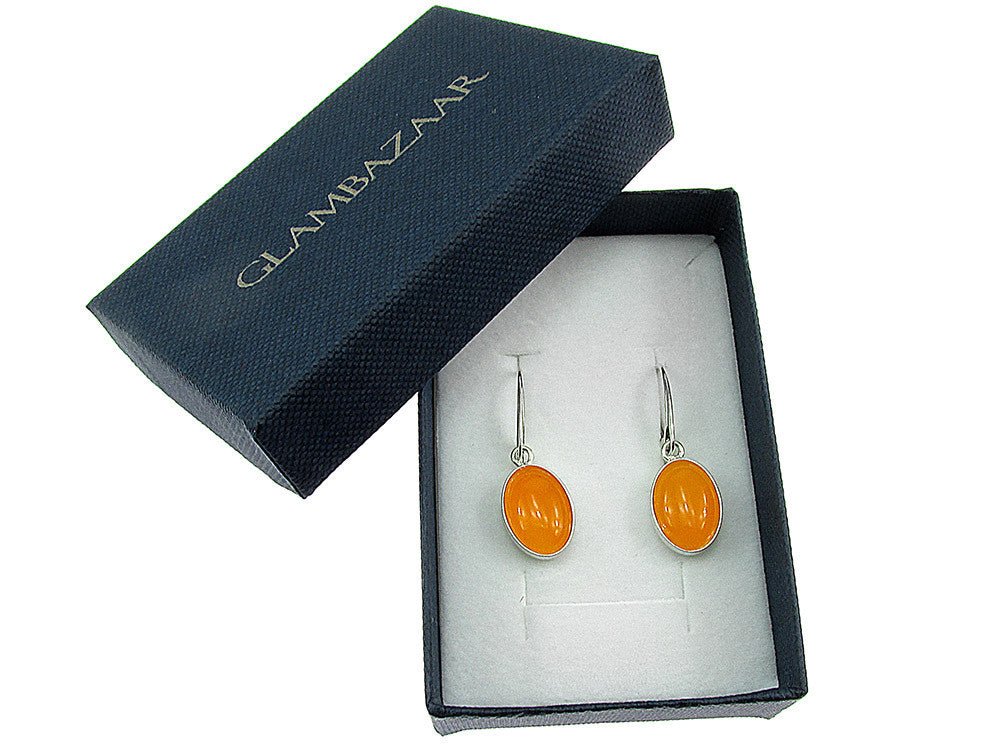 Cercei argint cu jad galben natural 14x10 MM - GlamBazaar.ro