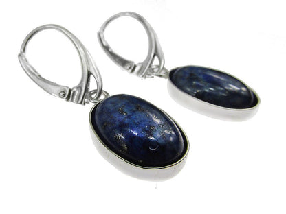 Cercei argint cu lapis lazuli natural 14x10 MM - GlamBazaar.ro