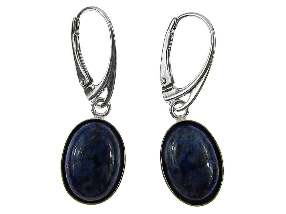 Cercei argint cu lapis lazuli natural 14x10 MM - GlamBazaar.ro