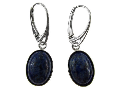 Cercei argint cu lapis lazuli natural 14x10 MM - GlamBazaar.ro