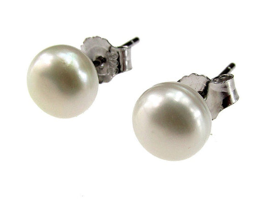 Cercei argint cu perle de cultura albe 6 MM - GlamBazaar.ro