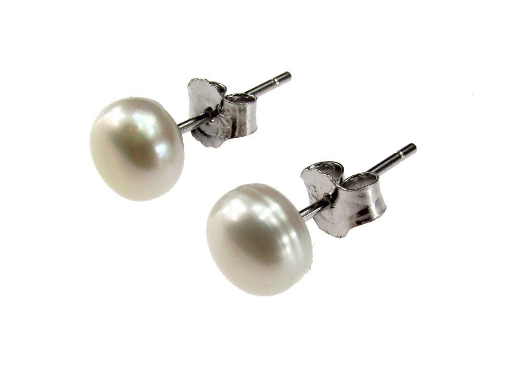 Cercei argint cu perle de cultura albe 6 MM - GlamBazaar.ro