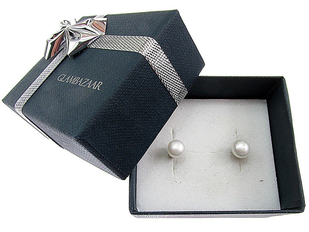 Cercei argint cu perle de cultura albe 6 MM - GlamBazaar.ro