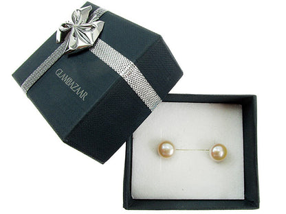 Cercei argint cu perle de cultura oranj 8 MM - GlamBazaar.ro