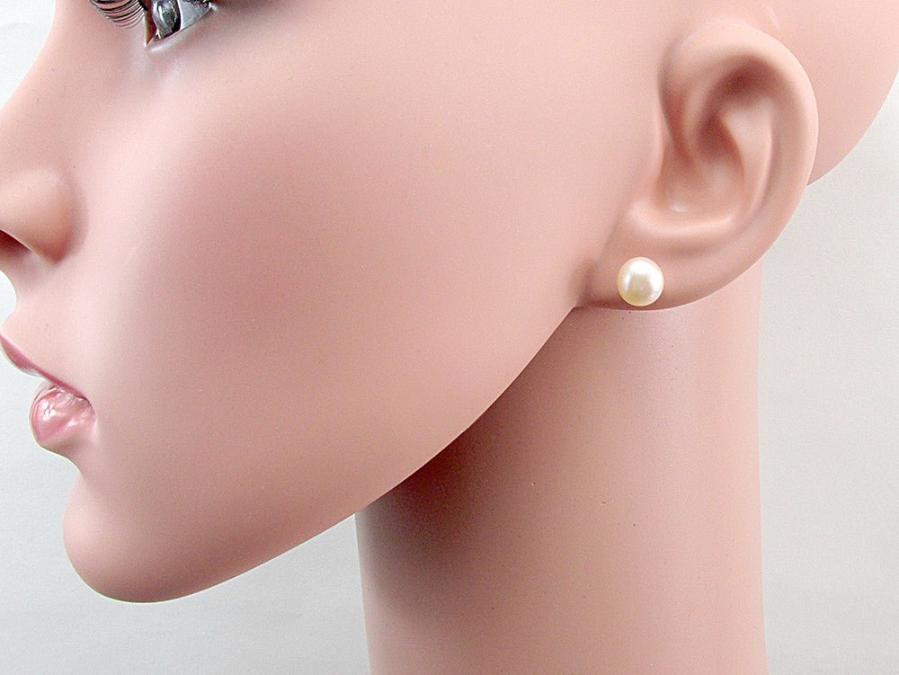 Cercei argint cu perle de cultura oranj 8 MM - GlamBazaar.ro