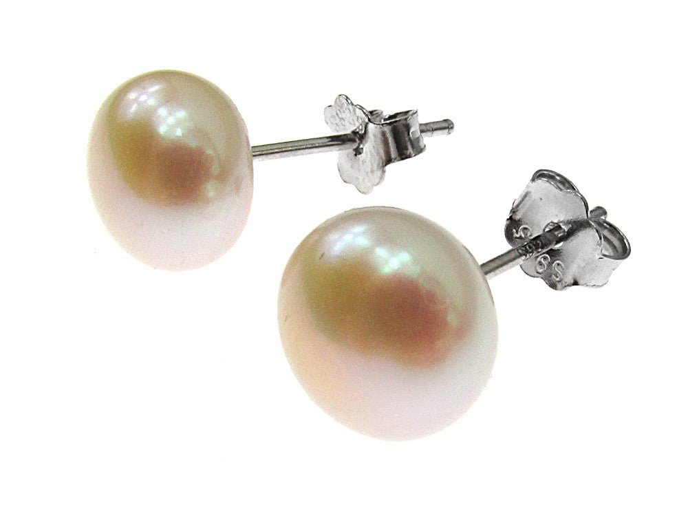 Cercei argint cu perle de cultura oranj 8 MM - GlamBazaar.ro