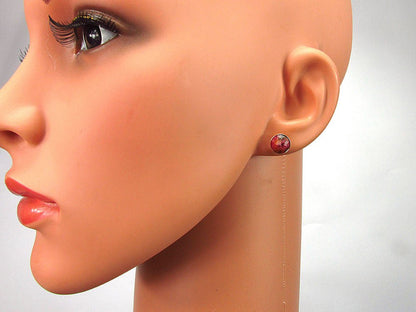 Cercei argint cu rodonit natural fatetat 8 MM - GlamBazaar.ro