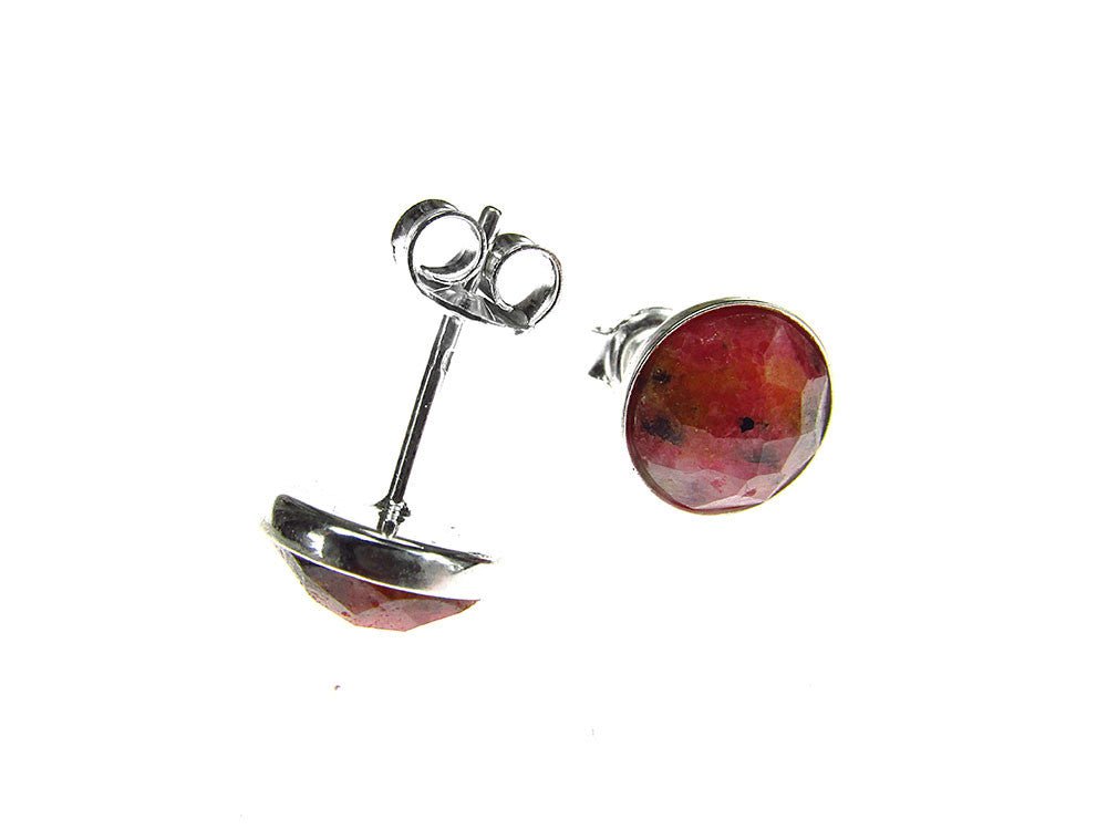 Cercei argint cu rodonit natural fatetat 8 MM - GlamBazaar.ro