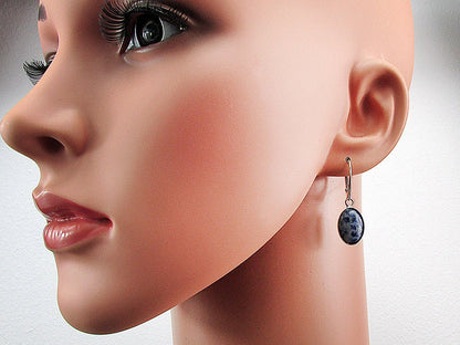 Cercei argint cu sodalit natural 14x10 MM - GlamBazaar.ro