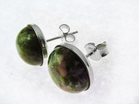 Cercei argint cu unakit natural 10 MM - GlamBazaar.ro