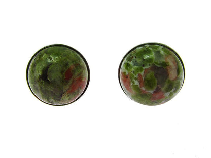 Cercei argint cu unakit natural 10 MM - GlamBazaar.ro