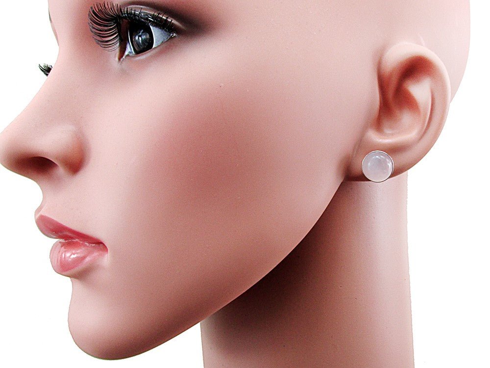 Cercei argint cuart roz natural 10 MM - GlamBazaar.ro