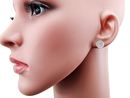 Cercei argint cuart roz natural 10 MM - GlamBazaar.ro