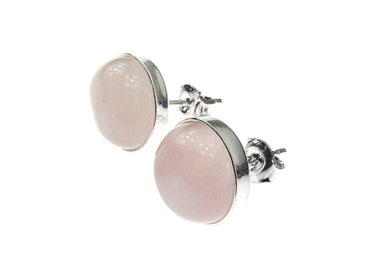 Cercei argint cuart roz natural 10 MM - GlamBazaar.ro