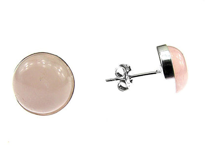 Cercei argint cuart roz natural 10 MM - GlamBazaar.ro