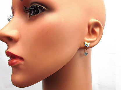 Cercei argint Double Glam fluture si inimioara - GlamBazaar.ro