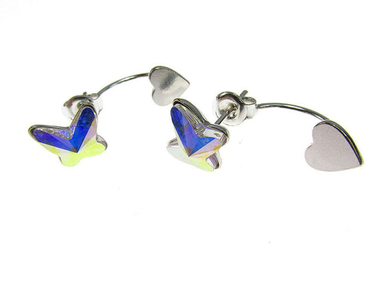 Cercei argint Double Glam fluture si inimioara - GlamBazaar.ro