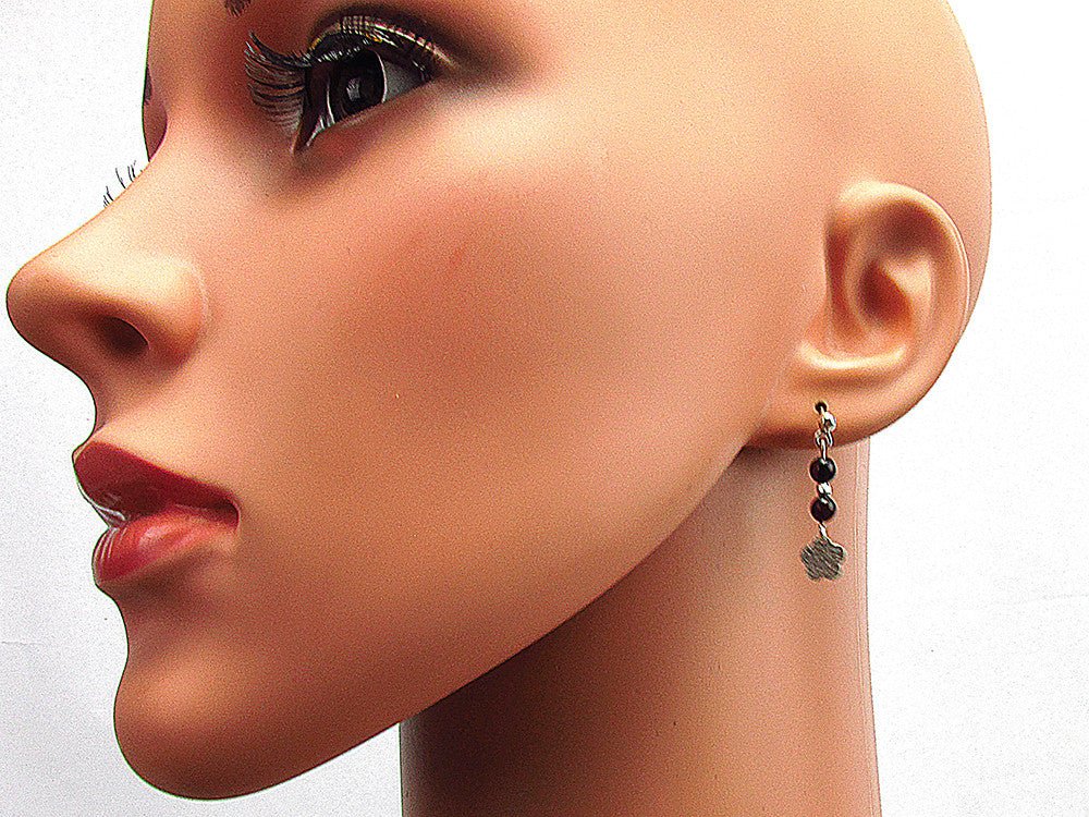 Cercei argint floricica si chihlimbar rosu - GlamBazaar.ro