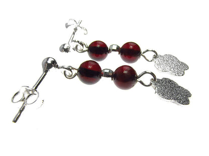 Cercei argint floricica si chihlimbar rosu - GlamBazaar.ro