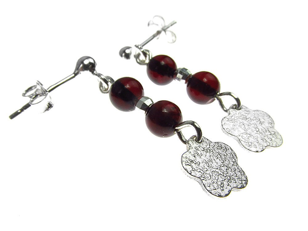 Cercei argint floricica si chihlimbar rosu - GlamBazaar.ro