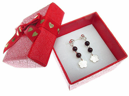 Cercei argint floricica si chihlimbar rosu - GlamBazaar.ro