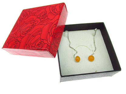 Cercei argint lantisor cu jad galben natural 6 MM - GlamBazaar.ro