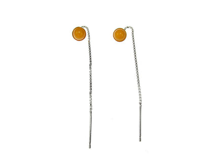 Cercei argint lantisor cu jad galben natural 6 MM - GlamBazaar.ro