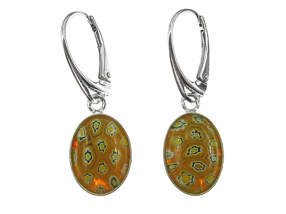 Cercei argint Millefiori galben/albastru - GlamBazaar.ro