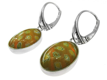 Cercei argint Millefiori galben/albastru - GlamBazaar.ro