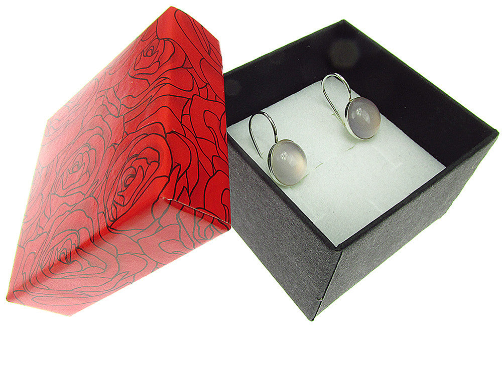 Cercei argint model clasic cu calcedonie 10 MM