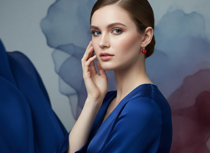 Cercei argint model clasic cu carneol 10 MM - GlamBazaar.ro