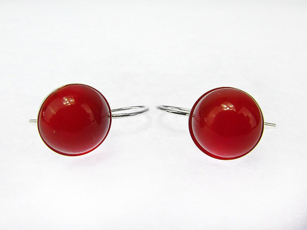 Cercei argint model clasic cu carneol 10 MM - GlamBazaar.ro