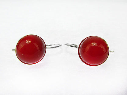 Cercei argint model clasic cu carneol 10 MM - GlamBazaar.ro