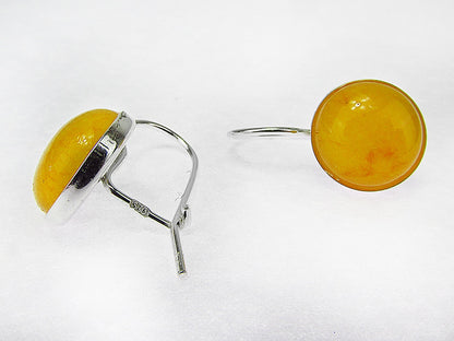 Cercei argint model clasic cu jad galben 10 MM