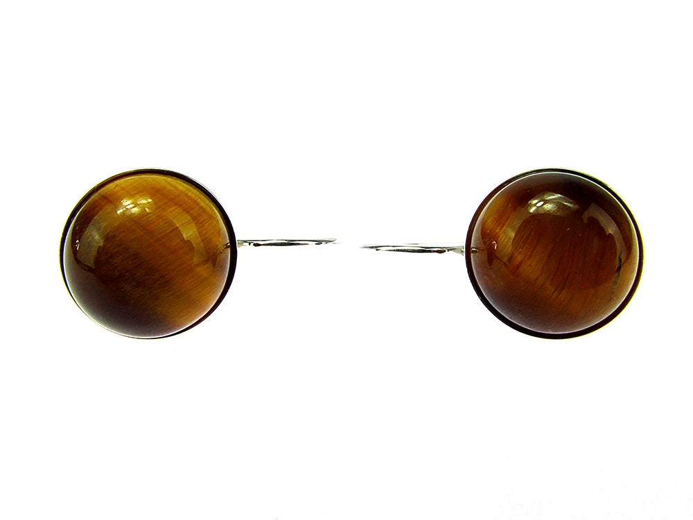 Cercei argint model clasic cu ochi de tigru natural 10 MM