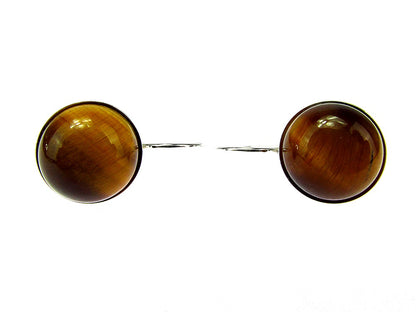 Cercei argint model clasic cu ochi de tigru natural 10 MM