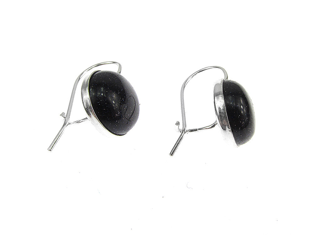 Cercei argint model clasic cu Piatra Soarelui albastra 10 MM