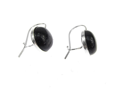 Cercei argint model clasic cu Piatra Soarelui albastra 10 MM