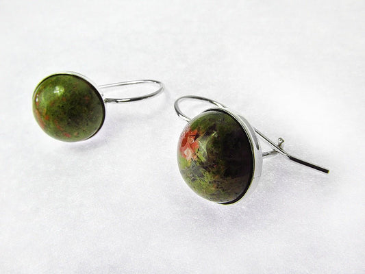 Cercei argint model clasic cu unakit natural 10 MM - GlamBazaar.ro