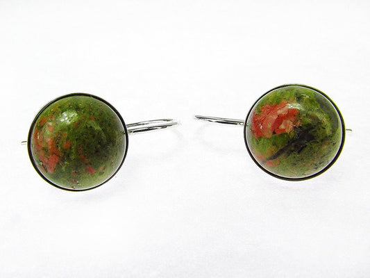 Cercei argint model clasic cu unakit natural 10 MM - GlamBazaar.ro