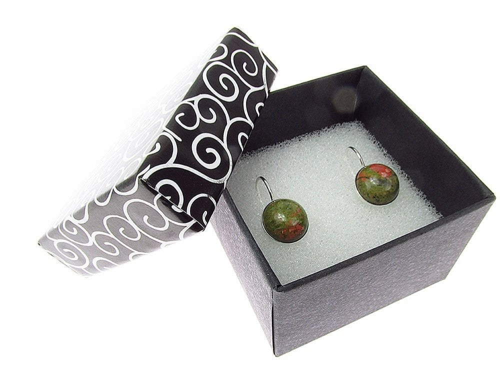 Cercei argint model clasic cu unakit natural 10 MM - GlamBazaar.ro