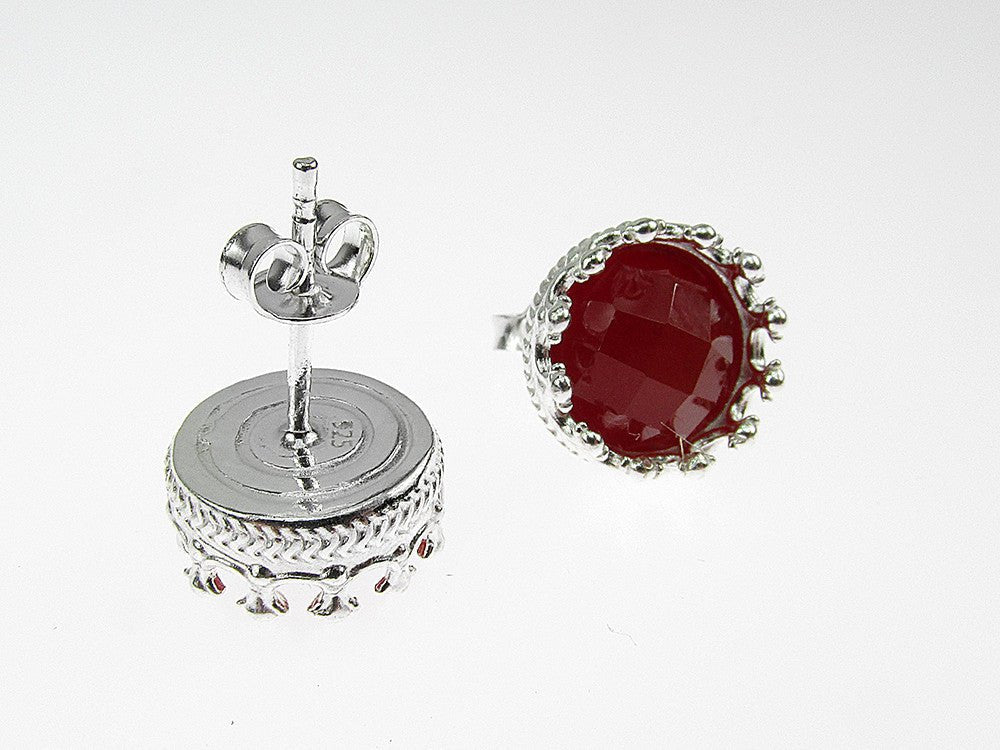 Cercei argint model coroana carneol fatetat - GlamBazaar.ro