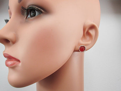 Cercei argint model coroana carneol fatetat - GlamBazaar.ro