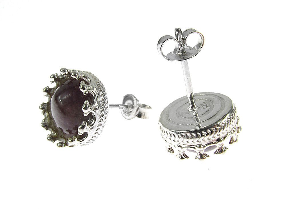 Cercei argint model coroana cu ametist - GlamBazaar.ro